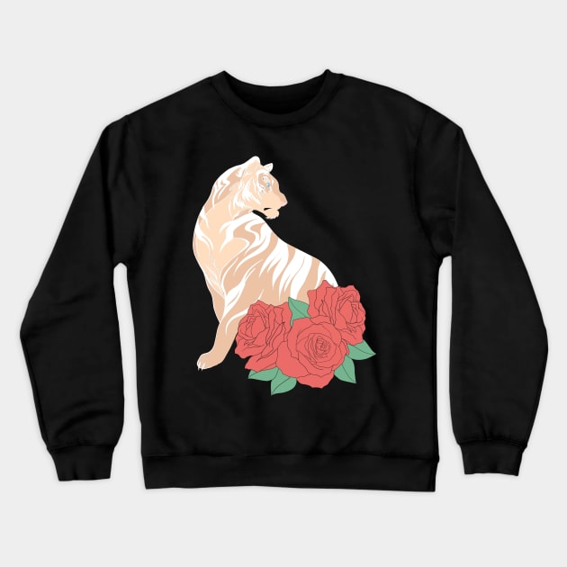 albino tiger Crewneck Sweatshirt by UrbaneWanderlust